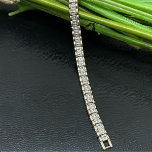 Unsigned Tennis Link Two-tone NO Stones Bracelet